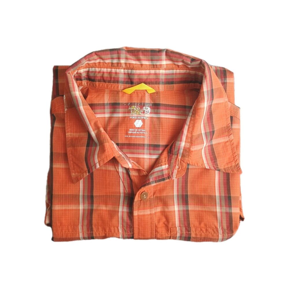 Mountain Hardware Canyon Shirt Sleeve Shirt Mens Large Orange Plaid